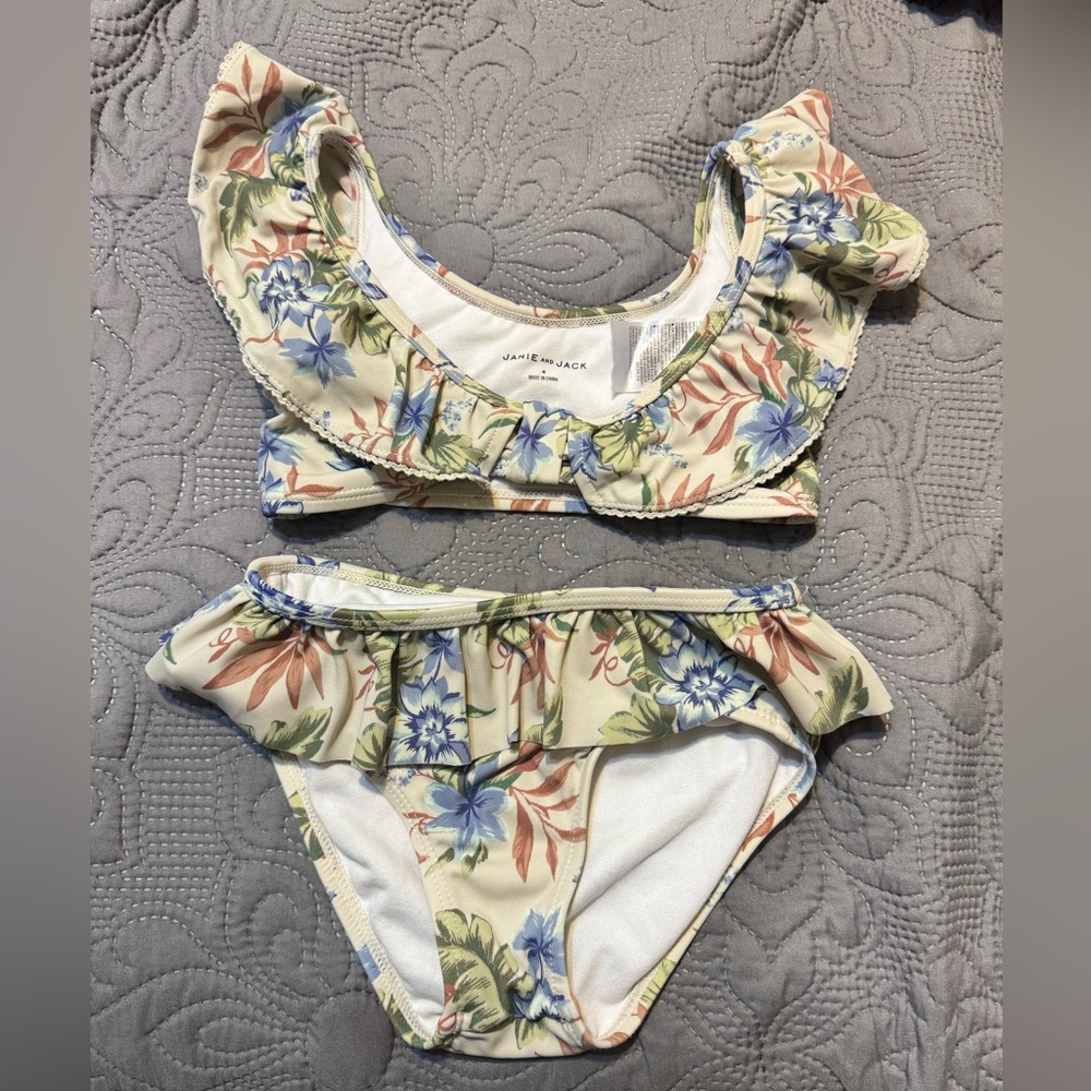 Janie and Jack Cream Floral Bikini